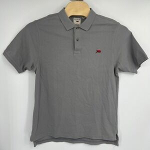 Perlis Mens Gray Peruvian Cotton Crawfish Logo Polo Shirt Size Large